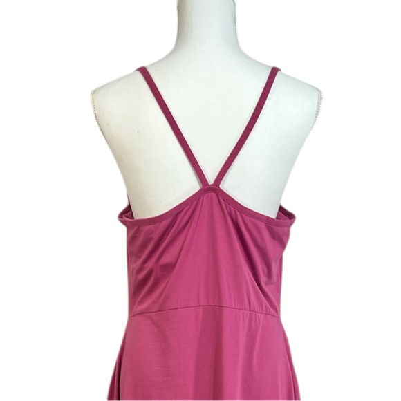 Pact Organic Womens Fit and Flare Midi Dress in Pink/Purple Color Size XL - Picture 7 of 8